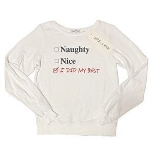 Wildfox Kids I Did My Best Baggy Beach Jumper in Clean White NWT